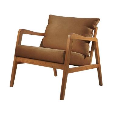 Imagem de Poltrona Bia Luxo Madeira Maciça Castellar Móbile Corino Caramelo Corino Caramelo