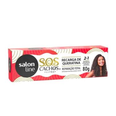 Imagem de Salon Line, Recarga de Queratina, SOS Cachos, Reparação Total, Vegana - Cabelos Cacheados e Crespos, 80 g