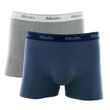 Imagem de Kit 2 Cuecas Boxer Cot Liso El Bord, Mash, Masculino, Azul Jeans Escuro/Cinza Mescla, XXGG