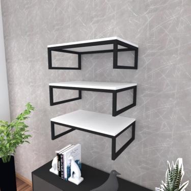 Imagem de Kit Com 3 Prateleira Industrial Estante Parede Nicho Branco Cozinha Escritorio Sala Quarto Infantil