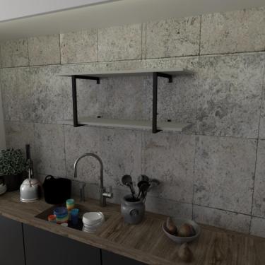 Imagem de Prateleira Industrial Suspensa Estante Parede Nicho Cinza Cozinha Escritorio Sala Quarto Infantil