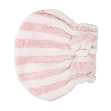 Imagem de minkissy 1 Unidade boné de cabelo seco listrado toalha chapéus de touca de banho impermeável lenço de cabelo chapéu feminino toucas de banho domésticas chapéus de banho