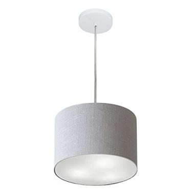 Imagem de Lustre Pendente Cilíndrico Cúpula Tecido 25x25 cm, Vivare Iluminação, Pendente4209 CZ, Cinza, Pequeno