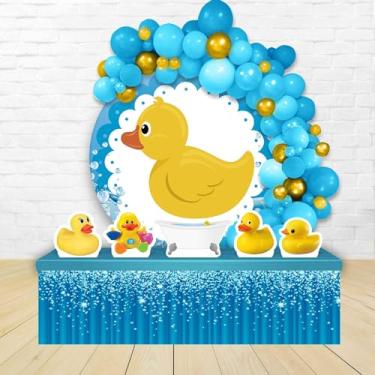 Imagem de Kit Decoração Painel Redondo Festa de Aniversário Infantil Patinho de Borracha Banheira