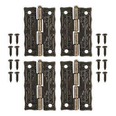 Imagem de GTHER 4 peças 35 x 23 mm mini dobradiças retrô antigas com parafusos para caixa de madeira caixa de presente vinho caixa de joias caixa de peito, bronze