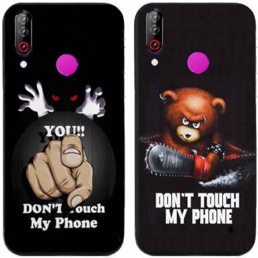 Imagem de 2 peças Bear You Don't Touch My Phone impresso TPU gel silicone capa de telefone traseira para LG Series (LG W30)