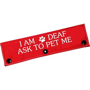 Imagem de Coleira engraçada para cães I Am Deaf Ask to Pet Me Dog Leash Alert Hanging ID Patch Tag Use On Special Needs Dog (I Am Deaf-Mang)