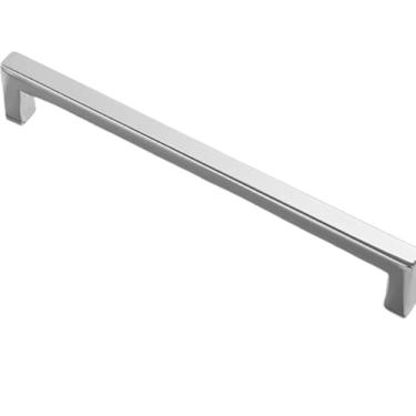 Imagem de Quadrado brilhante ouro, prata, preto maçaneta da porta do armário de cozinha gaveta armário extensão alça de alumínio, prata brilhante, 320mm