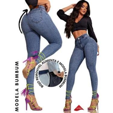 Imagem de Calça Jeans Super Modeladora Tipo Pitbull Jeans Levanta Bumbum Cintura Alta-Feminino