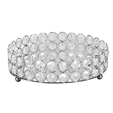 Imagem de Bandeja de maquiagem cosmética de cristal, bandeja de armazenamento de joias espelhadas de 8 polegadas, penteadeira soldada de metal, bandeja de perfume, bandeja redonda de