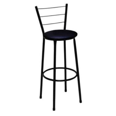 Imagem de Banqueta Alta Preta com Encosto para Cozinha Assento Preto - AVANCI BR