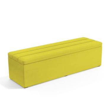 Imagem de Calçadeira Baú Ursa 195 para Cama King Z-004 Sued Amarelo Aradecor, Am