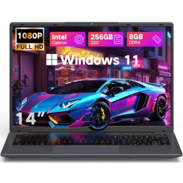 Imagem de DERE Laptop tradicional de 14 polegadas, laptop com tela IPS 1920 x 1200 para estudantes e negócios, N5805, 8 GB de RAM, SSD de 256 GB, HDMI, Wi-Fi, sistema operacional Win11, cinza prateado