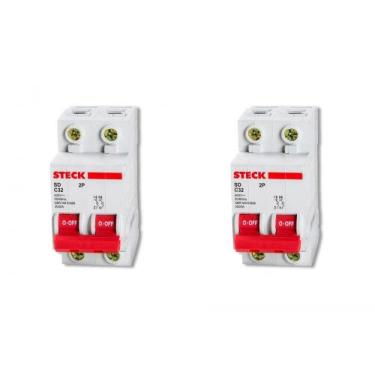 Imagem de Kit C/2 - Disjuntor Steck Din Bipolar 63A Sd62 C  Sdd62C63