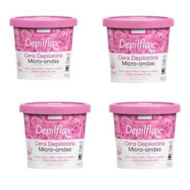 Imagem de Kit 4 Cera Depilatória Micro-Ondas Depilflax Rosas 100g