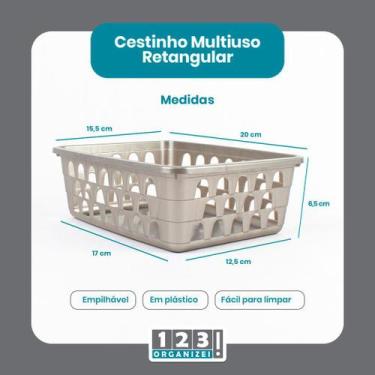 Imagem de Cesto Multiuso Organizador Médio Cinza 20x15,5x6,5Cm - 123 Organizei