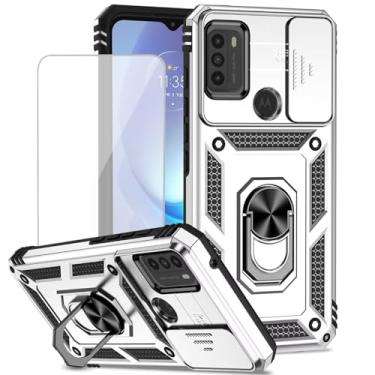 Imagem de Yodueiv Capa para Moto G50 5G, XT21491 com protetor de tela de vidro temperado e capa de câmera deslizante, anel magnético para suporte de carro capa protetora para Motorola Moto G50 5G prata