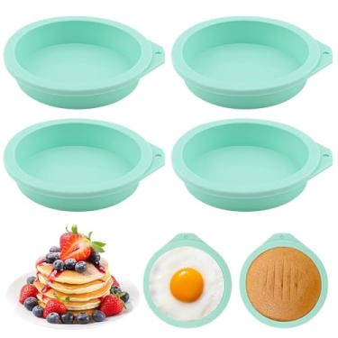 Imagem de 4 peças de molde de ovo para fritadeira a ar, moldes de silicone de 10 cm para mordidas de ovo, molde de silicone para fritadeira a ar para tampas de muffin, torradas, bolos, topo de muffin,