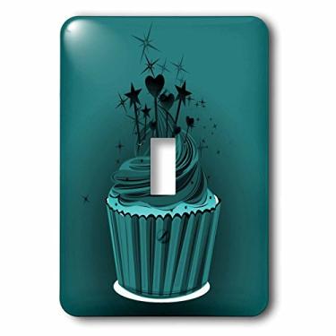 Imagem de 3dRose lsp_111595_1 Um lindo cupcake turquesa com velas arco-íris interruptor único, multicolorido