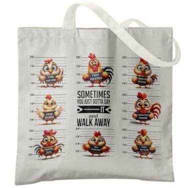 Imagem de Veqzc Bolsa de lona engraçada de galinha, bolsa de lona para trabalho no mercado de compras, bolsa de ombro de lona para mulheres, Frango 1, One Size