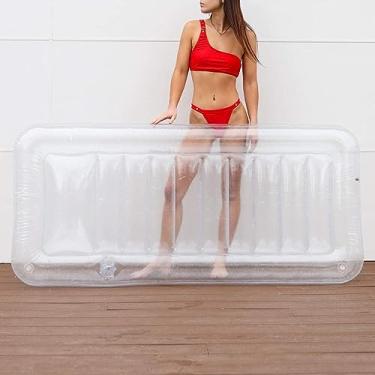 Imagem de Espreguiçadeira transparente da LÔTELI - Chaise inflável transparente para adultos - estética mínima para festas na piscina, diversão de verão e relaxamento definitivo - durável e fácil de inflar -