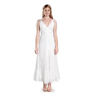 Imagem de Dress the Population Vestido longo feminino com caimento ensolarado e flare, Off White Multi, GG