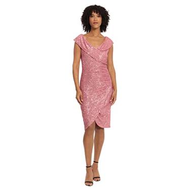Imagem de Maggy London Vestido feminino de paetês para festas e eventos, Flor/Rosa, 34