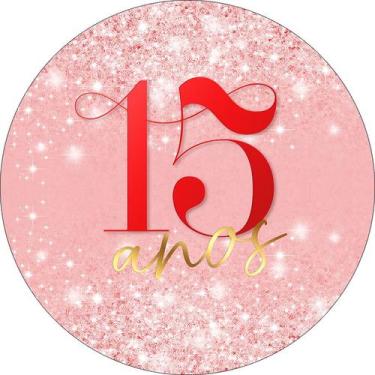 Imagem de Painel De Festa Redondo 1,50x1,50 - 15 Anos Efeito Glitter Vermelho 31