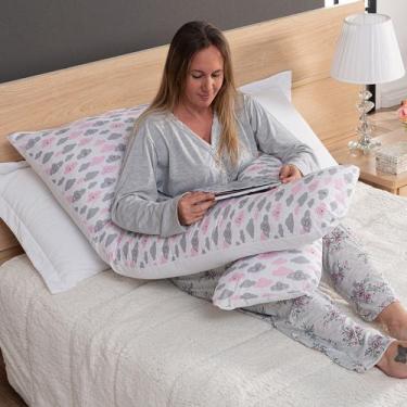 Imagem de Travesseiro + capa  gestante /amamentação / corpo - MATEUS, NUVEM ROSA