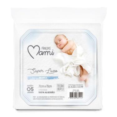 Imagem de Kit 5 Fraldas Super Luxo Papi 70x70cm Tecido Duplo Branco, Branco, Úni