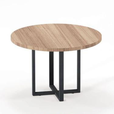 Imagem de Mesa De Reunião Redonda Tubolar PE 40 Pandin 1,10 M Noce Naturale e Gr