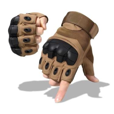 Imagem de Luva Meio Dedo Motoqueiro Tática Militar Ciclismo - Rpires, Bege