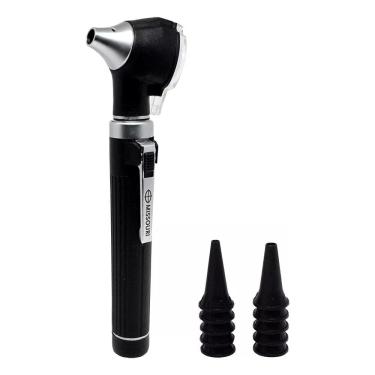 Imagem de Otoscópio De Led E Fibra Óptica Com Estojo E Pilhas - Preto