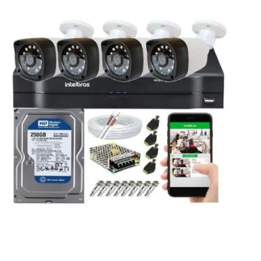 Imagem de Kit Cftv 4 Câmeras Segurança Hd 720p Dvr Mhdx Intelbras C/Hd 250gb