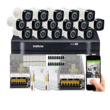 Imagem de Kit Cftv 16 Cameras Segurança Hd Dvr Intelbras Mhdx 1216 S/ HD