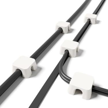 Imagem de Suporte magnético de mesa, organizador de cabos, organizador de cabos, clipe para gerenciamento de cabos para casa, escritório, organizador de fios (bloco branco, 10 peças)