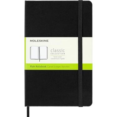 Imagem de Moleskine Caderno clássico, capa dura, médio (11,4 cm x 17,8 cm) liso/branco, preto, 208 páginas