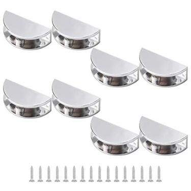 Imagem de UFURMATE Braçadeira de prateleira de vidro, 8 peças ajustáveis de suporte de prateleira de vidro sem moldura de liga de zinco clipes de grampo de vidro cromado polido montado na parede para vidro