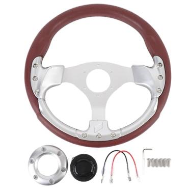 Imagem de Volante de Corrida Universal de 13 Polegadas, à Prova de Choque, Couro PU, Estilo Esportivo, Volante à Deriva, Prato Profundo, para Veículo Com Adaptador de Cubo de 6 Furos