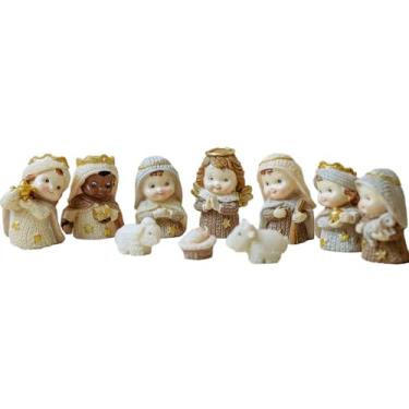 Imagem de Sacro, Presépio Natal Completo Baby Infantil 10 Peças 5,6cm Bege