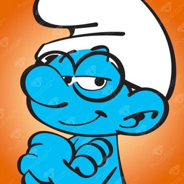 Imagem de DIAMOND ART CLUB Kit de pintura de diamante Brainy Smurf, artesanato DIY divertido para adultos, tela de arte de diamante redondo, 23 x 23 cm