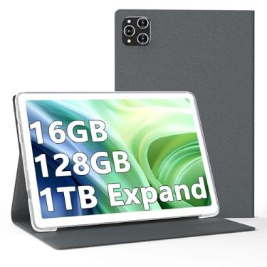 Imagem de KADYBE Tablet Android 2024 de 10 polegadas, tablet mais recente com capa 128 GB de armazenamento + 16 GB de RAM + 1 TB expansível, câmera de 13 + 8 MP, processador octa-core de 2,0 GHz de alto