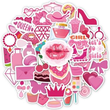 Imagem de One-of-a-Kind on Amazon Pink Preppy Stickers Collection 50 peças, pacote de adesivos estéticos femininos fofos incomparáveis com designs de acessórios de moda, adesivos de vinil à prova d'água para