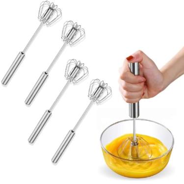 Imagem de 4 Batedores Clara Neve Ovos Giratório Profissional Inox Manual