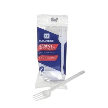 Imagem de Kit de Garfo para Refeição leve 15,6cm Cristal Ultra descartáveis 4 Pa
