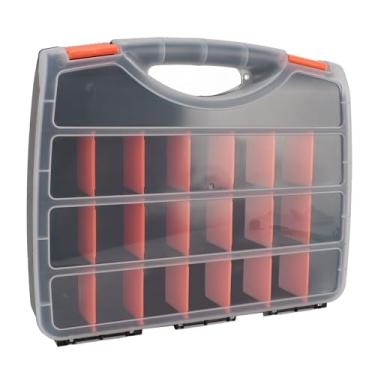 Imagem de Caixa Organizadora de Hardware Em PVC Com 21 Compartimentos Ajustáveis ​​Recipiente Organizador de Ferramentas Profissionais para Parafusos, Porcas, Tampa Transparente, Design