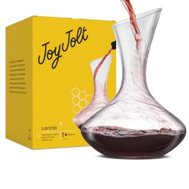 Imagem de JoyJolt Lancia Decantador de Vinho Aerador de Vinho de Cristal Jarra de Vidro Base Feita à Mão Design Ultra Elegante Bico Inclinado Fácil de Derramar para Vinho 1200 ml