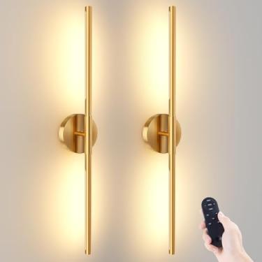 Imagem de JOFIOS Conjunto de 2 arandelas de parede operadas por bateria, luzes de parede recarregáveis sem fio com rotação de 360°: Lâmpada de parede destacável regulável com controle remoto, arandela de parede
