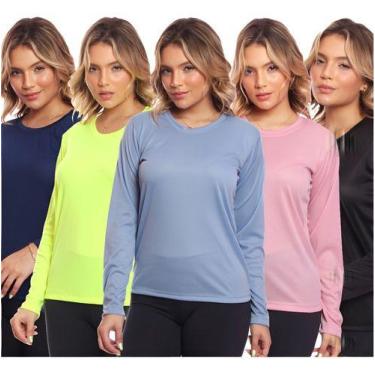Imagem de Kit 5 Camisas Feminina Camiseta Térmica Proteção Solar Uv - MC Digital