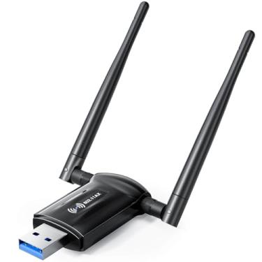 Imagem de Adaptador USB WiFi para PC de mesa - Nineplus 1800Mbps Wi-Fi 6 USB 3.0 adaptador sem fio para PC antena WiFi para dongle WiFi Win11/10 para desktop, laptop, 802.11ax, placa de rede de internet WiFi